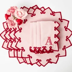 Angelina Pink & Red Placemats & Napkins (Set of 4)