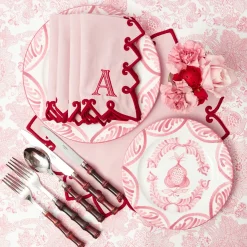 Angelina Pink & Red Placemats & Napkins (Set of 4)