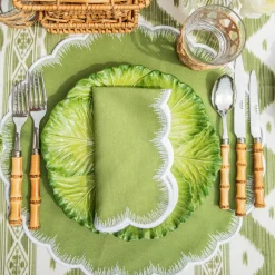 Apple Green Isabella Round Placemats & Napkins (Set of 4)