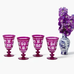 Aubergine Anita Engraved Glassware (Set of 8)