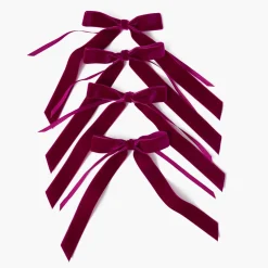 Aubergine Velvet Bow (Set of 4) - 20cm