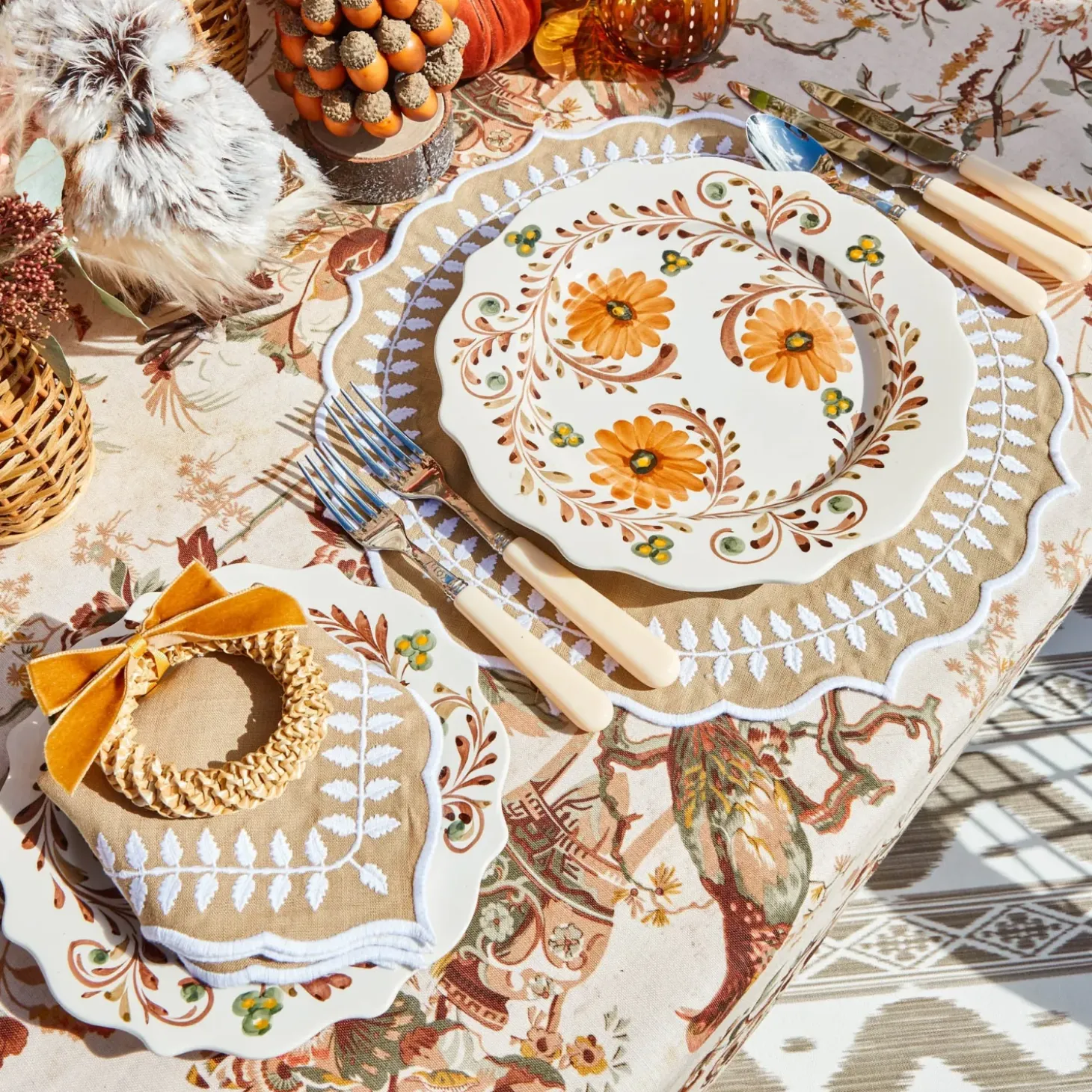 Autumn Flowers Dinner & Starter Plates (Set of 8)
