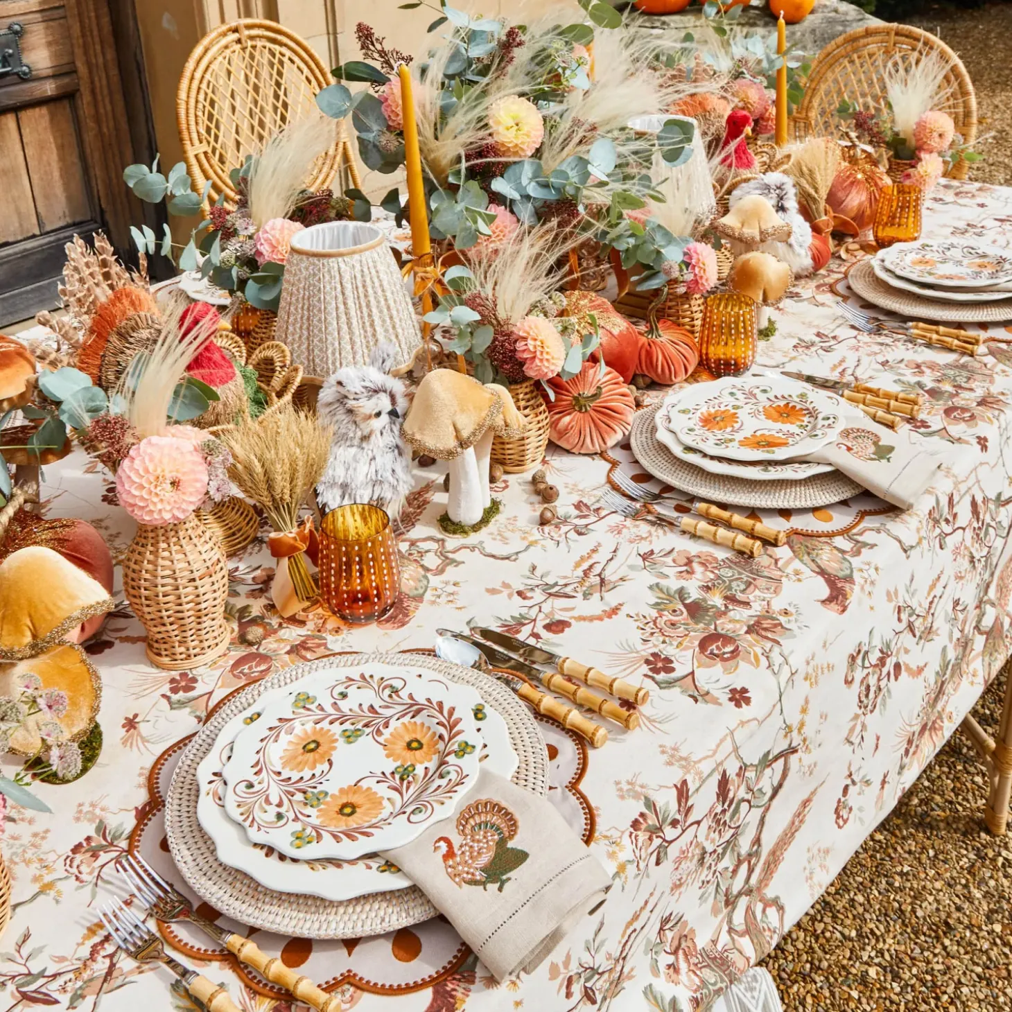 Autumn Flowers Dinner & Starter Plates (Set of 8)
