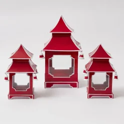 Berry Red Mini Pagoda Lantern (Pair)