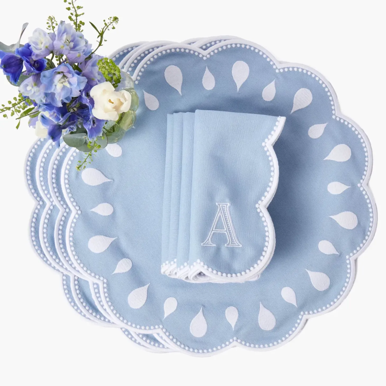 Bettina Blue & White Placemats & Napkins (Set of 4)