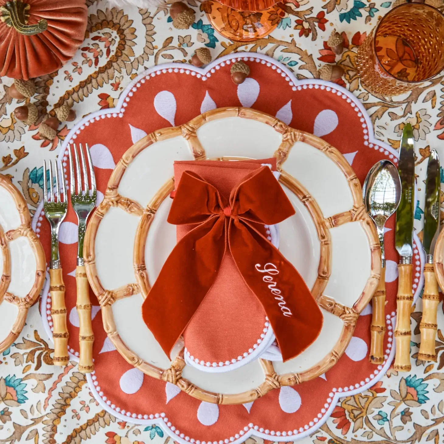 Bettina Burnt Orange Placemats & Napkins (Set of 4)