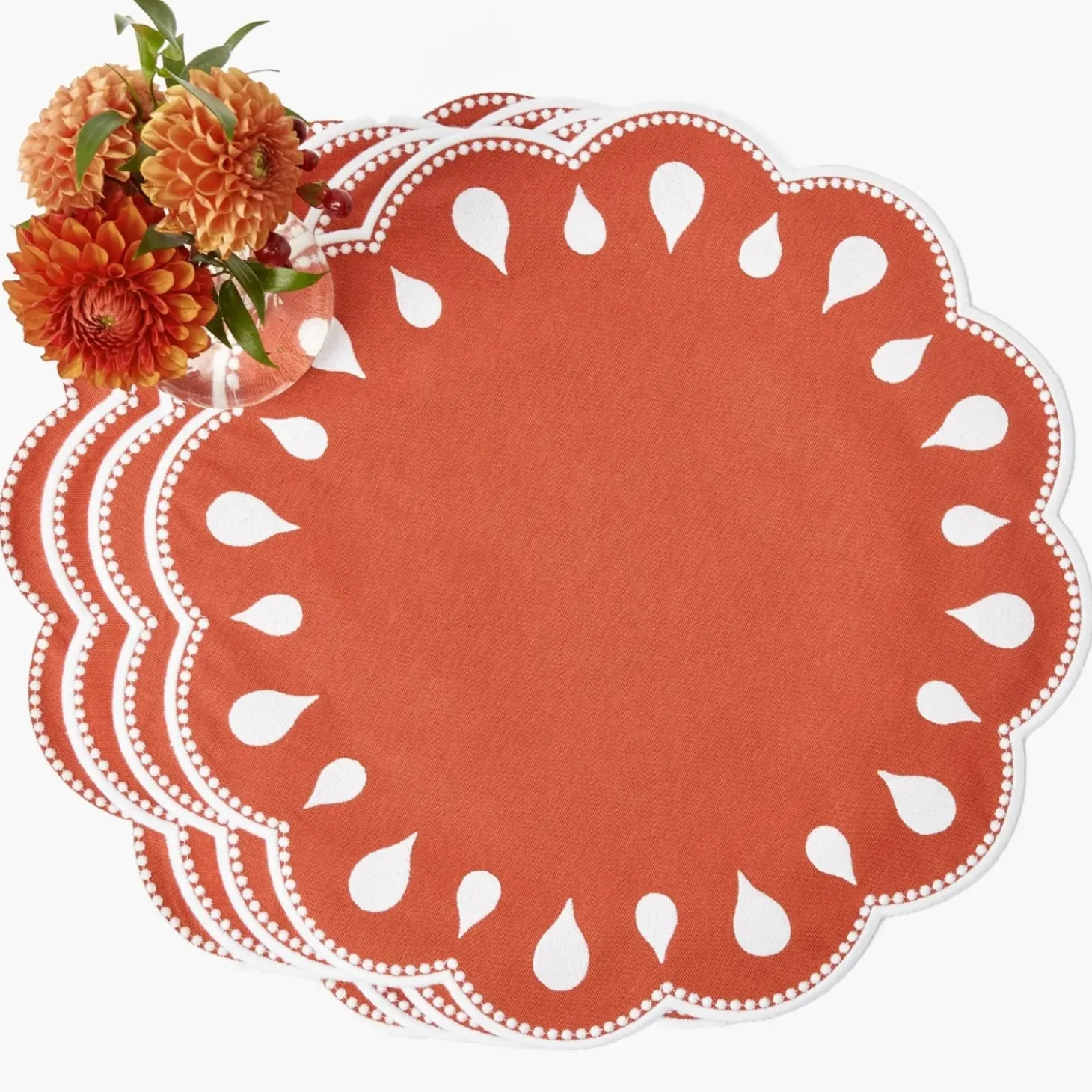 Bettina Burnt Orange Placemats & Napkins (Set of 4)