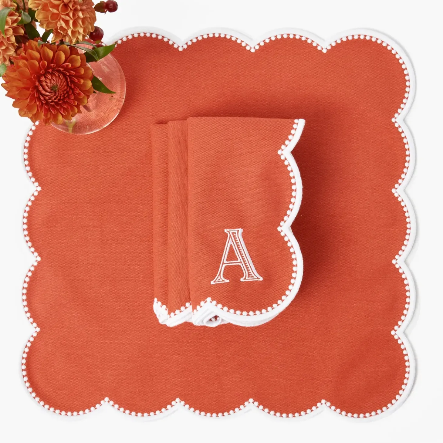 Bettina Burnt Orange Placemats & Napkins (Set of 4)