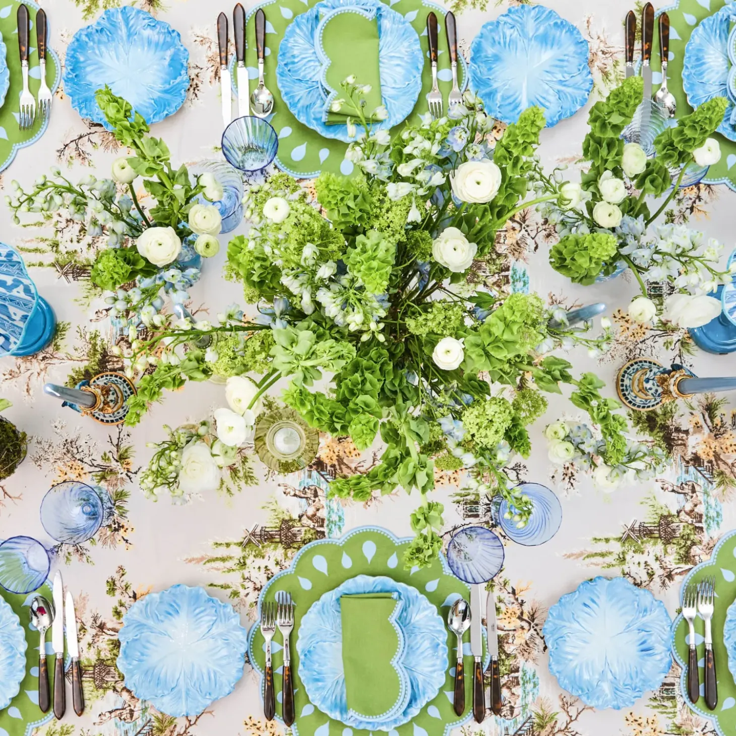 Bettina Green & Blue Placemats & Napkins (Set of 4)