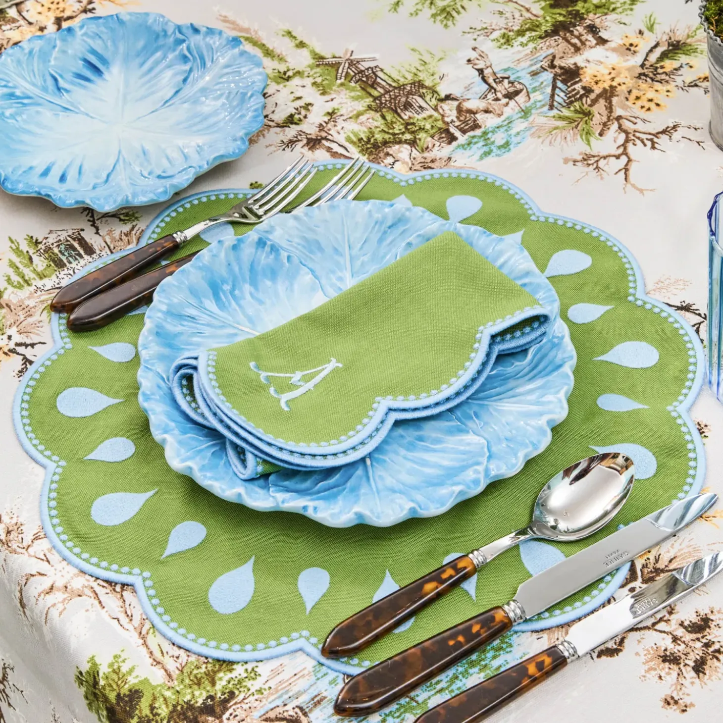 Bettina Green & Blue Placemats & Napkins (Set of 4)
