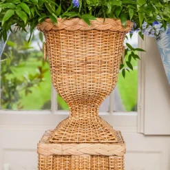Bettina Rattan Urn & Pedestal