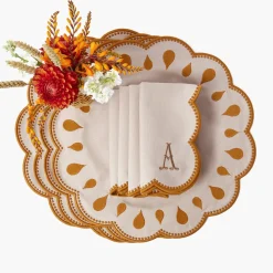 Bettina Taupe & Mustard Placemats & Napkins (Set of 4)