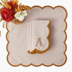 Bettina Taupe & Mustard Placemats & Napkins (Set of 4)