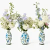 Blue & Green Hand Painted Tole Bud Vases (Set of 3)