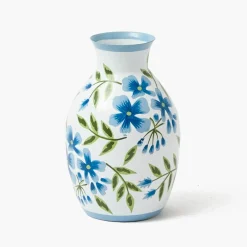 Blue & Green Hand Painted Tole Bud Vases (Set of 3)