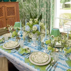 Blue & Green Hand Painted Tole Bud Vases (Set of 3)