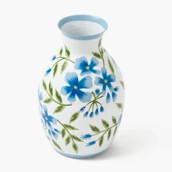 Blue & Green Hand Painted Tole Bud Vases (Set of 3)