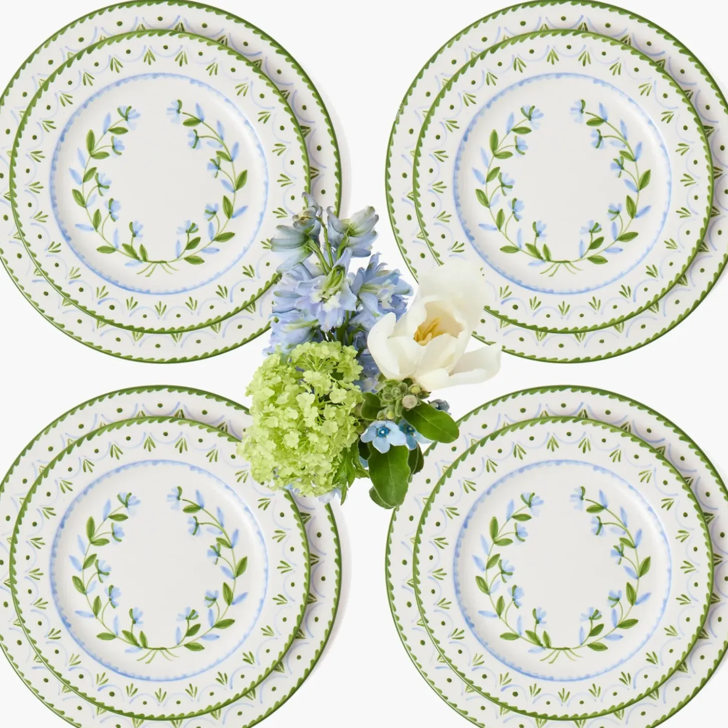 Blue & Green Josephine Garland Dinner & Starter Plates (Set of 8)