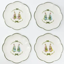 Blue & Pink Cottontail Bunny Dinner Plates (Set of 4)