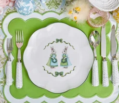 Blue & Pink Cottontail Bunny Dinner Plates (Set of 4)