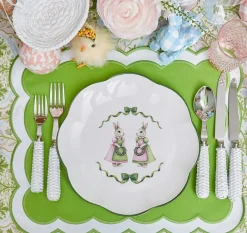Blue & Pink Cottontail Bunny Dinner Plates (Set of 4)