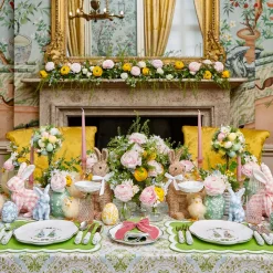 Blue & Pink Cottontail Bunny Dinner Plates (Set of 4)