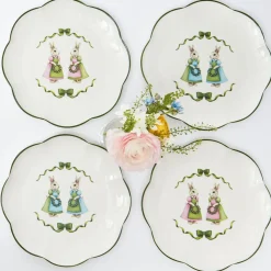 Blue & Pink Cottontail Bunny Starter Plates (Set of 4)