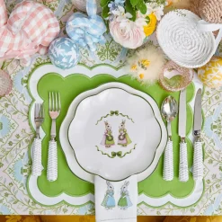 Blue & Pink Cottontail Bunny Starter Plates (Set of 4)