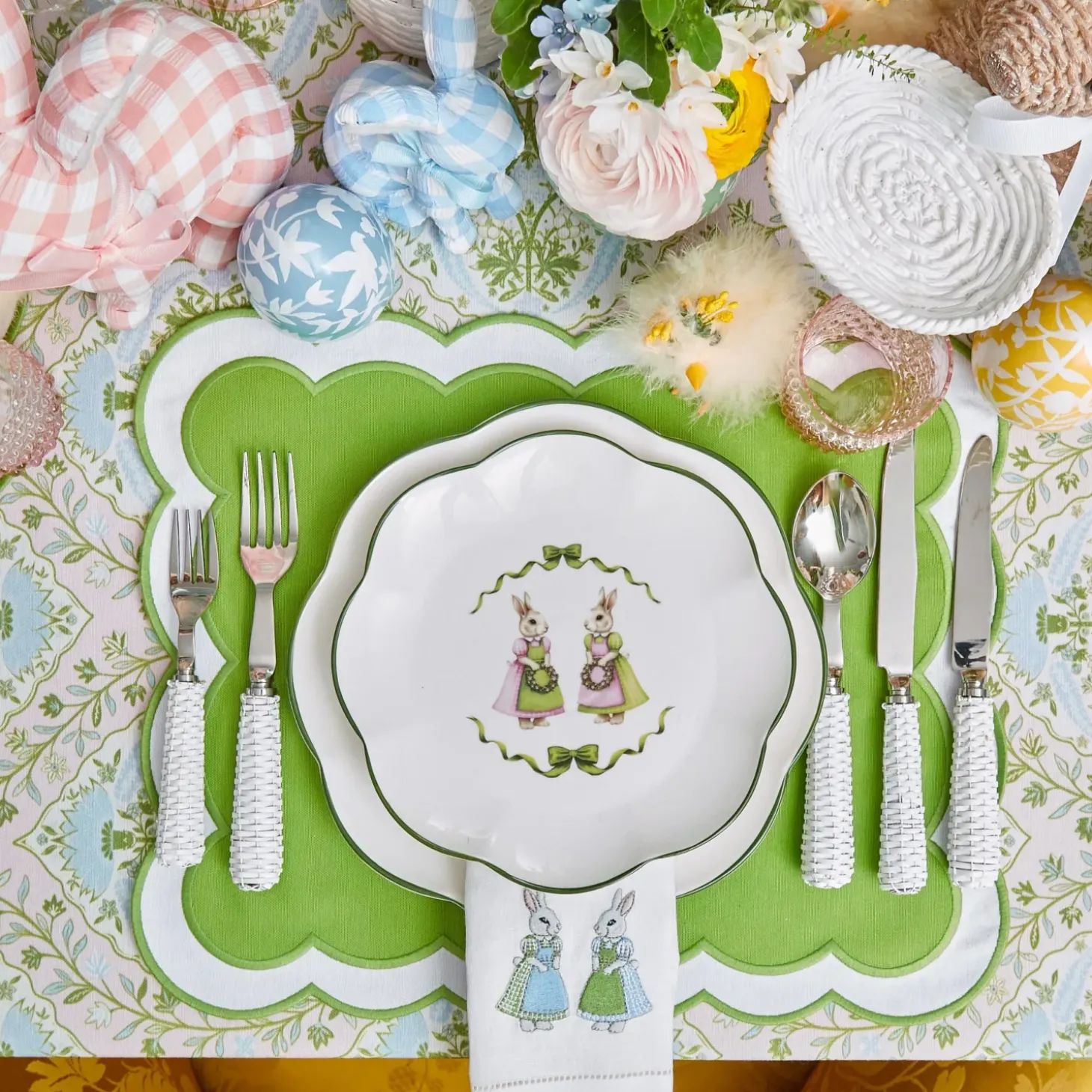 Blue & Pink Cottontail Bunny Starter Plates (Set of 4)