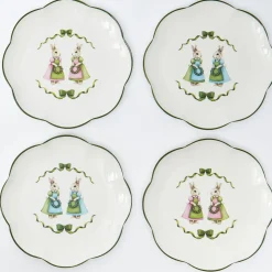 Blue & Pink Cottontail Bunny Starter Plates (Set of 4)
