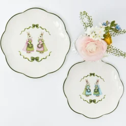 Blue & Pink Cottontail Bunny Starter Plates (Set of 4)