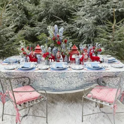Blue & Red Hand Embroidered Father Christmas Napkins (Set of 4)