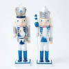 Blue & White Glitter Nutcrackers (Pair)