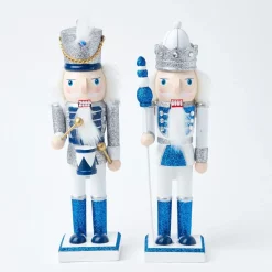 Blue & White Glitter Nutcrackers (Pair)