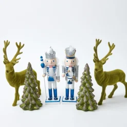 Blue & White Glitter Nutcrackers (Pair)