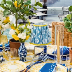 Blue & Yellow Ikat Lampshade (18cm)