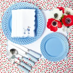 Blue Basketweave Dinner & Starter Plates (Set of 8)
