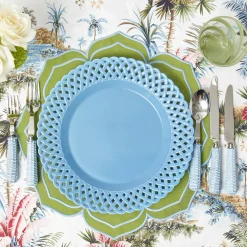 Blue Basketweave Dinner & Starter Plates (Set of 8)