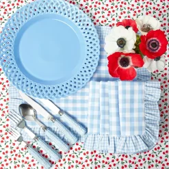 Blue Basketweave Dinner Plates (Set of 4)