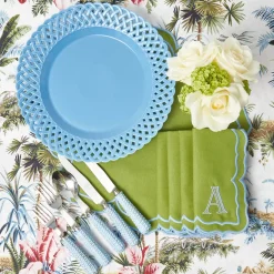 Blue Basketweave Dinner Plates (Set of 4)