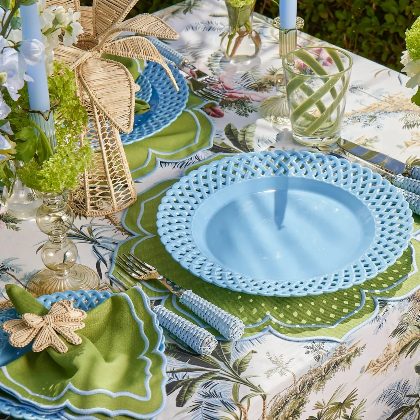 Blue Basketweave Dinner Plate