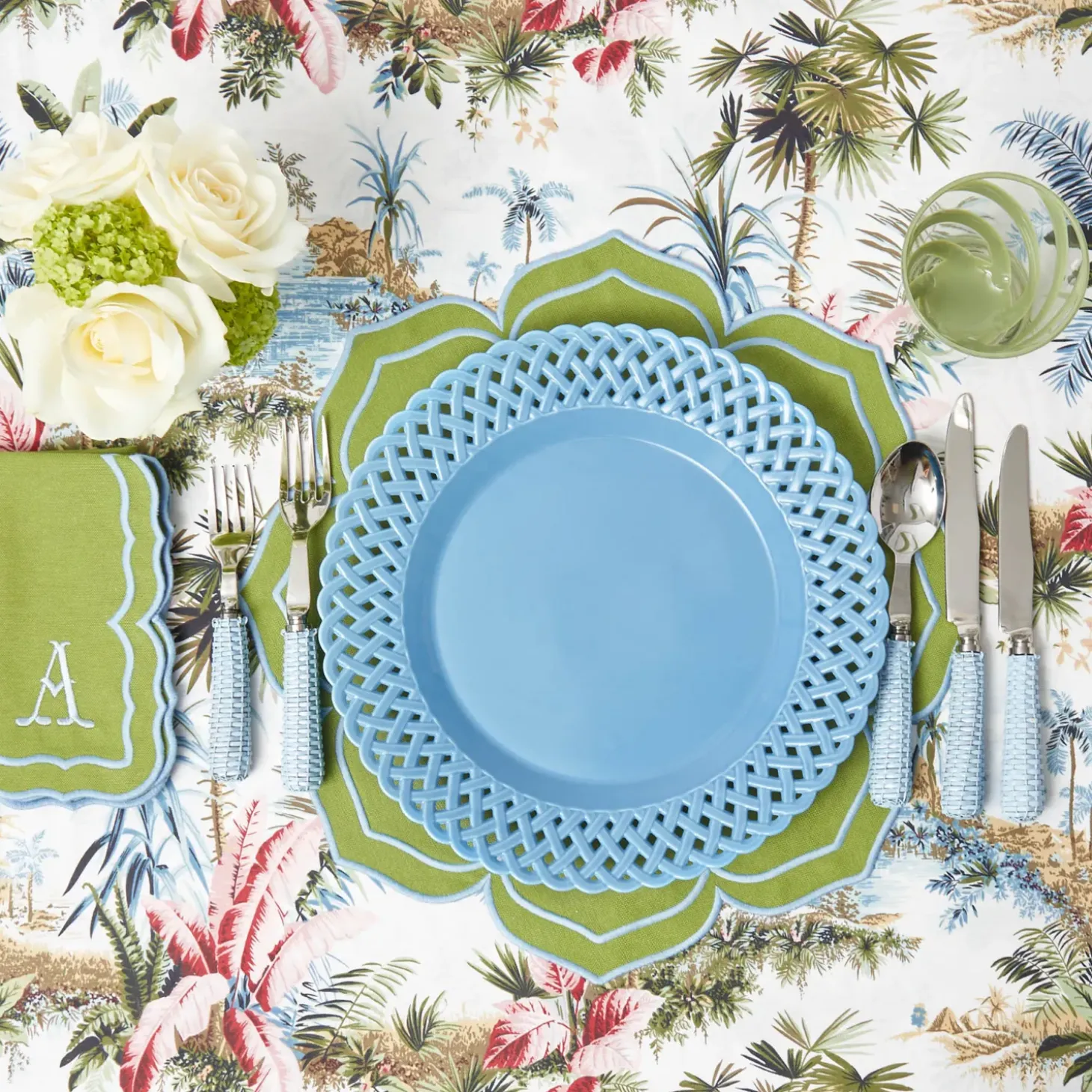 Blue Basketweave Dinner Plate