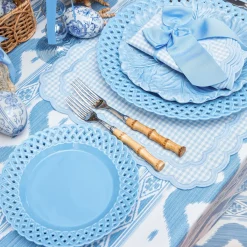 Blue Basketweave Starter Plates (Set of 4)