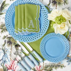 Blue Basketweave Starter Plates (Set of 4)