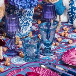 Blue Fern Engraved Water Glasses (Set of 4)
