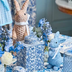 Blue Floral Bunny (Pair)