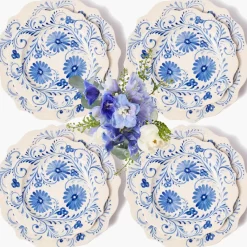 Blue Flowers Dinner & Starter Plates (Set of 8)