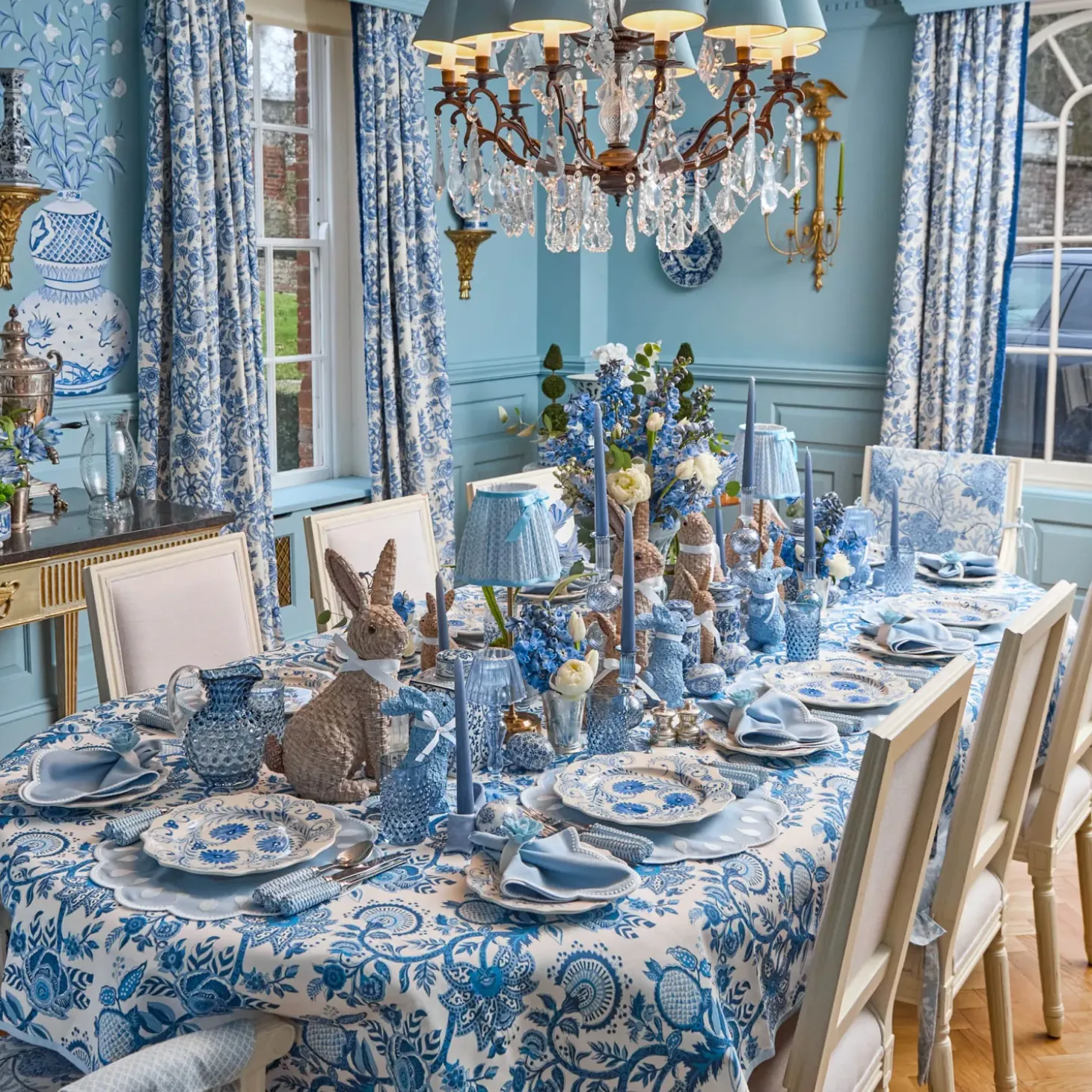Blue Flowers Dinner & Starter Plates (Set of 8)