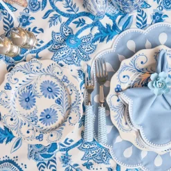 Blue Flowers Dinner & Starter Plates (Set of 8)