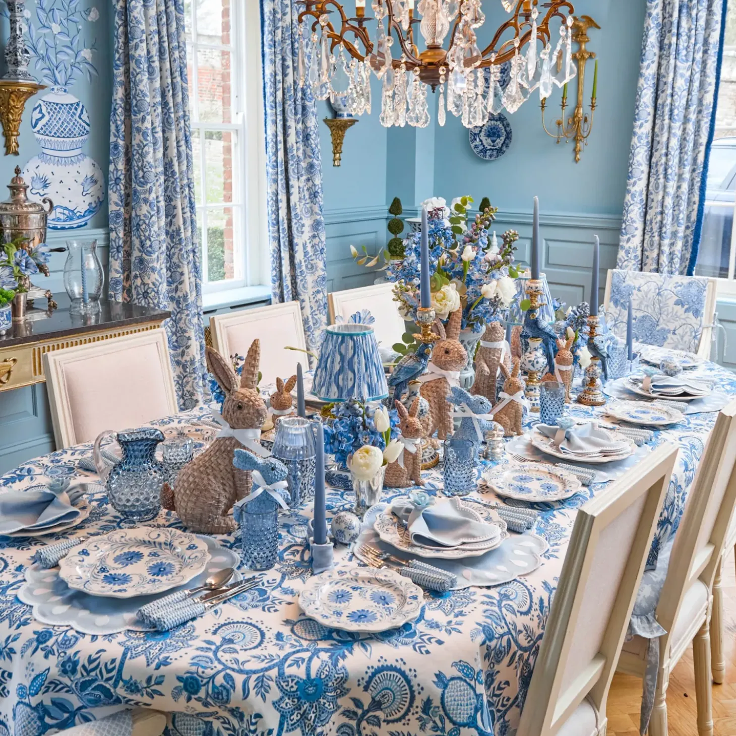 Blue Flowers Dinner & Starter Plates (Set of 8)